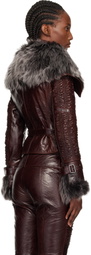 KNWLS Brown Smocked Leather Jacket