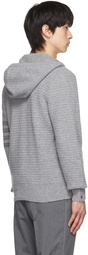 Thom Browne Grey Overwashed Cashmere 4-Bar Zip-Up Hoodie