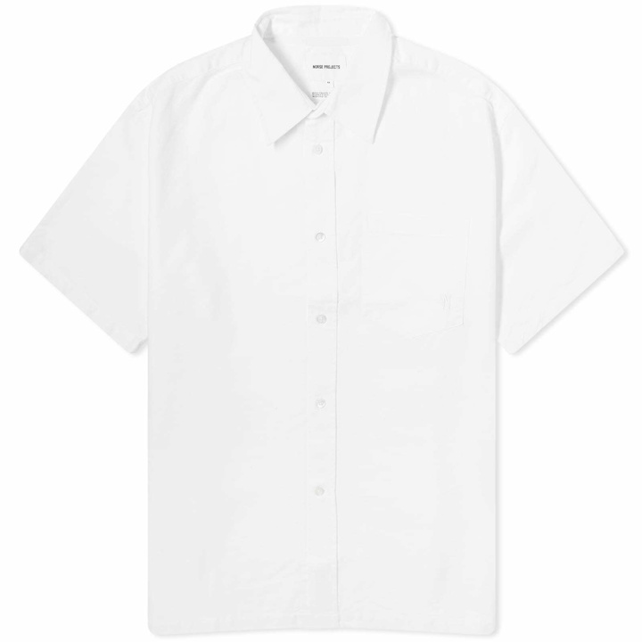 Photo: Norse Projects Men's Ivan Oxford Monogram Short Sleeve Shirt in White