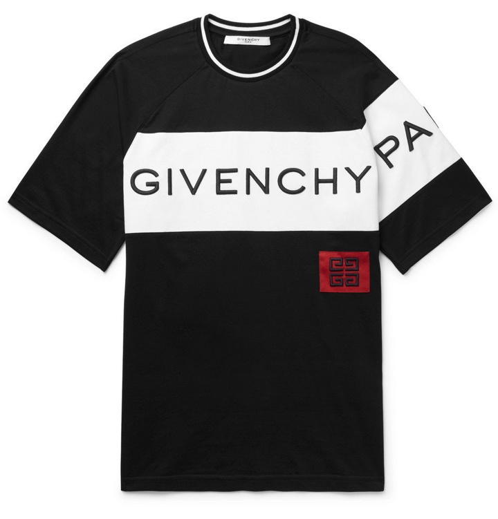 Photo: Givenchy - Slim-Fit Logo-Embroidered Cotton-Jersey T-Shirt - Men - Black