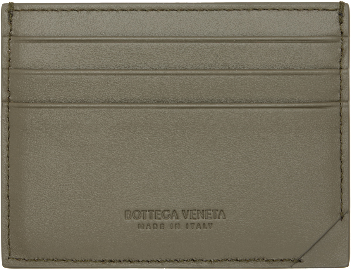 Bottega Veneta Khaki Intrecciato Stamp Credit Card Holder