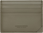Bottega Veneta Khaki Intrecciato Stamp Credit Card Holder