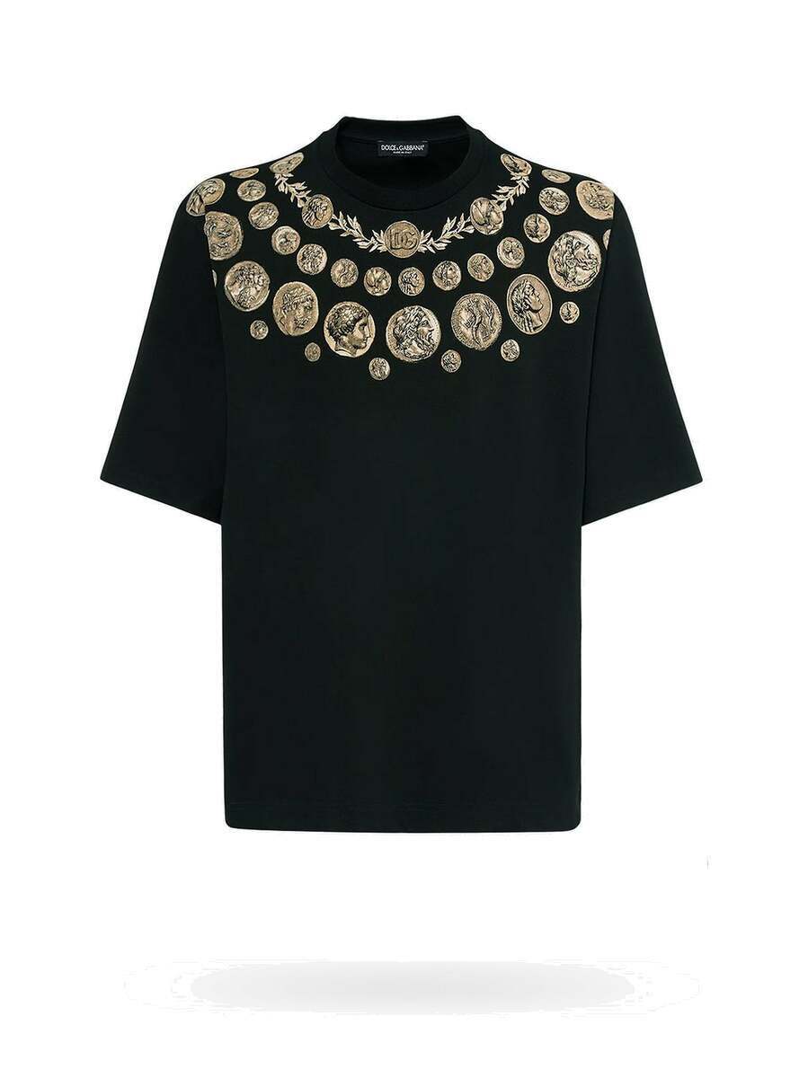 Dolce & Gabbana Black Cotton Short Sleeves V-neck T-shirt