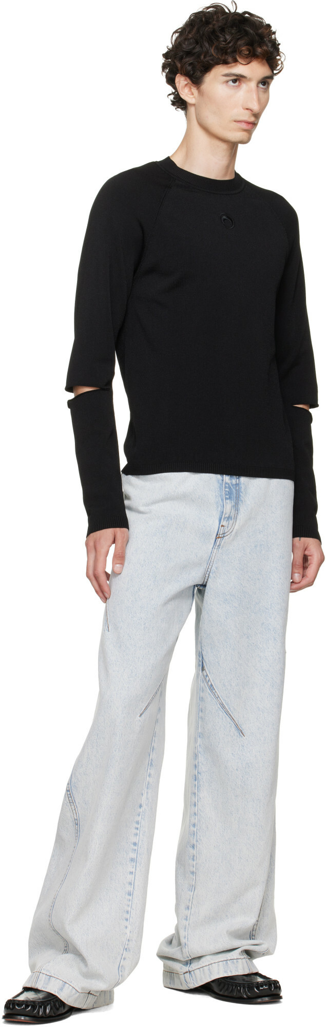 Marine Serre Black Moon Logo Knit Slit Sweater