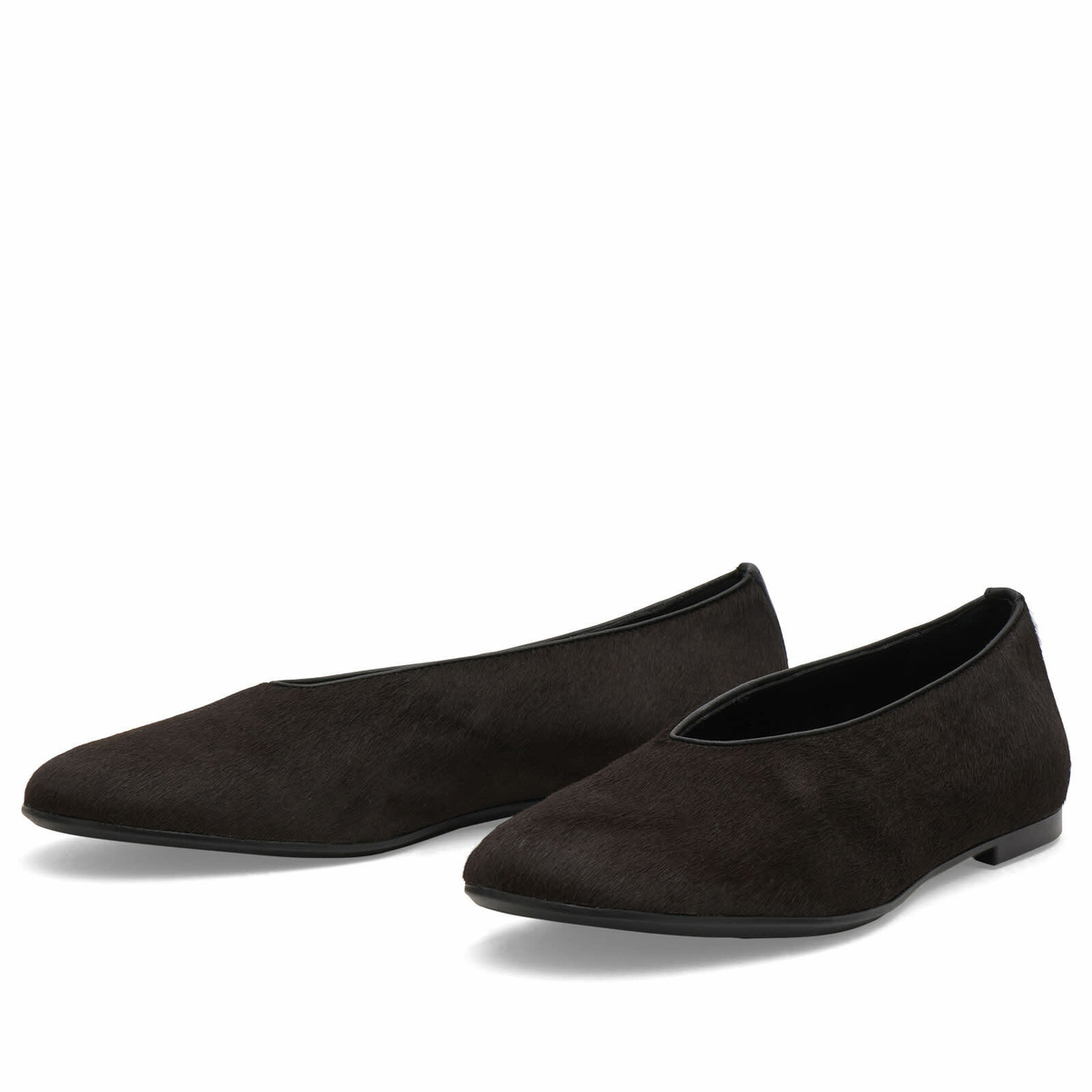 Vagabond Shoemakers Women's Vagabond Aleya Pony Hair Leather Ballet in Chocolate