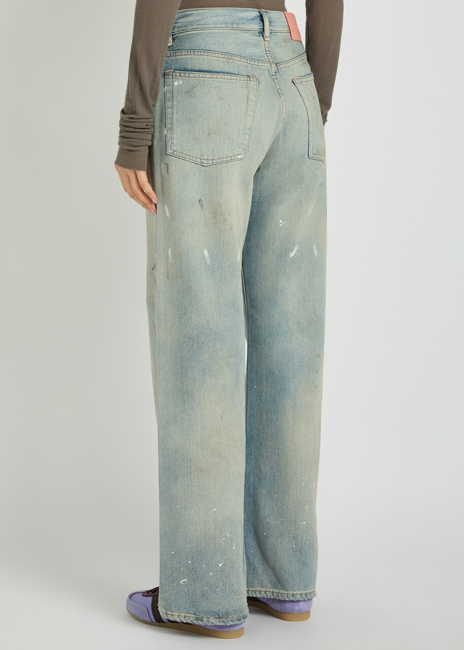 Acne Studios 2021F Paint-splatter Wide-leg Jeans Light Blue