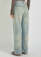 Acne Studios 2021F Paint-splatter Wide-leg Jeans Light Blue