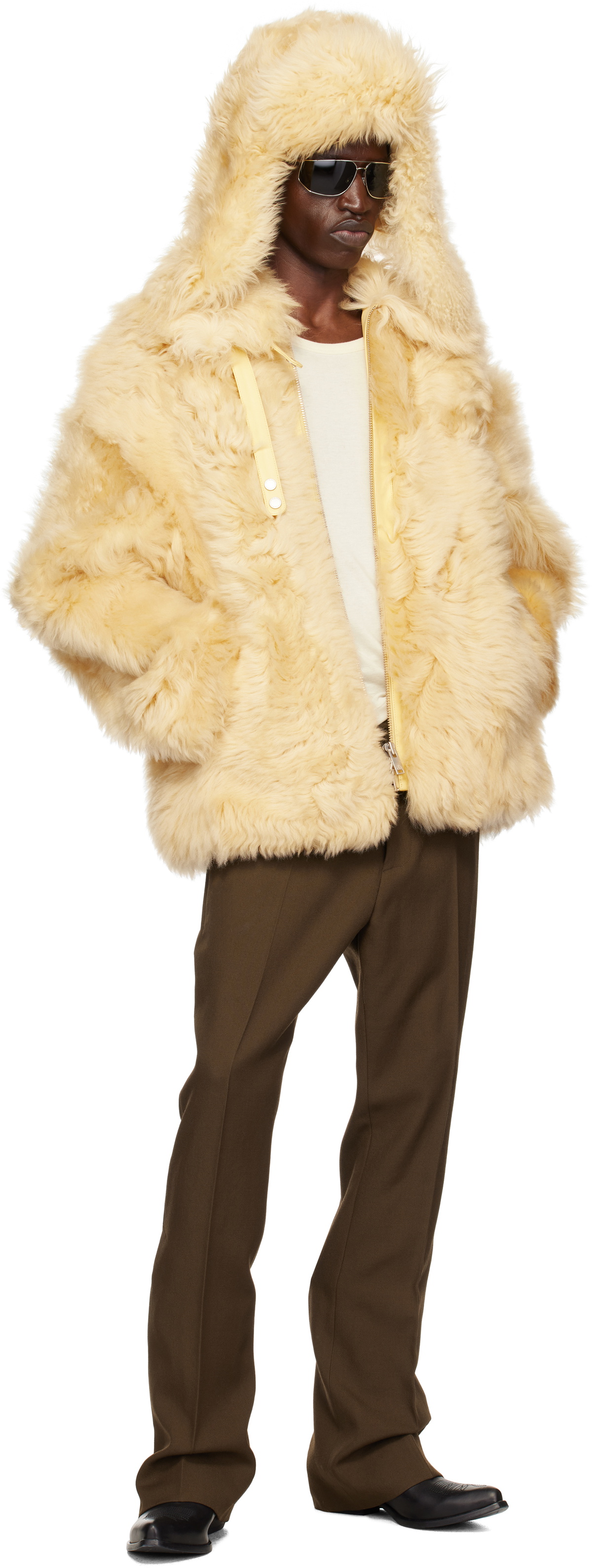 Moose Knuckles Yellow Efna Short Shearling Coat Moose Knuckles