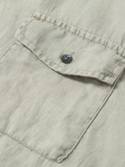 James Perse - Convertible-Collar Garment-Dyed Linen Shirt - Brown