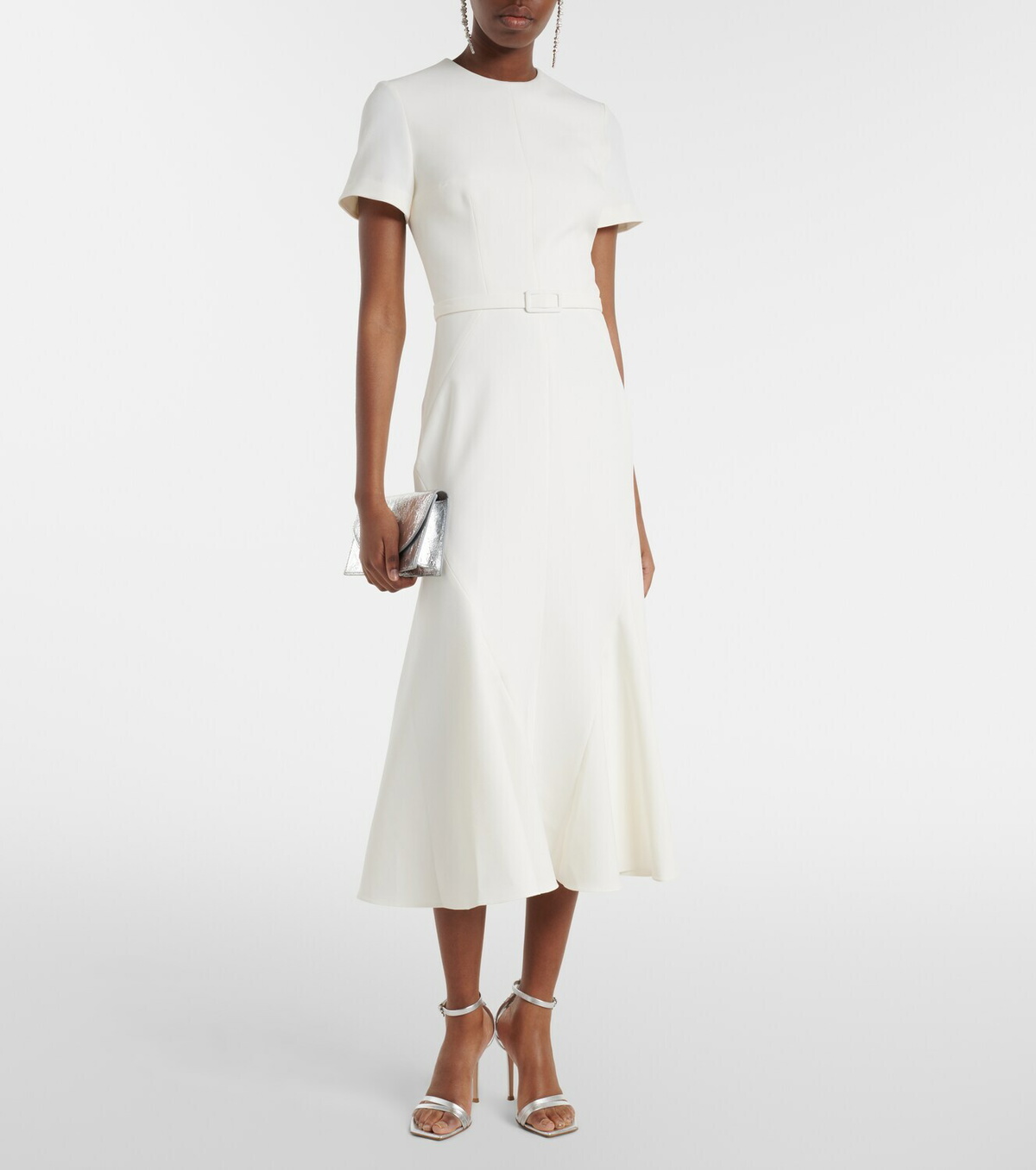 Safiyaa Luisa belted crêpe midi dress