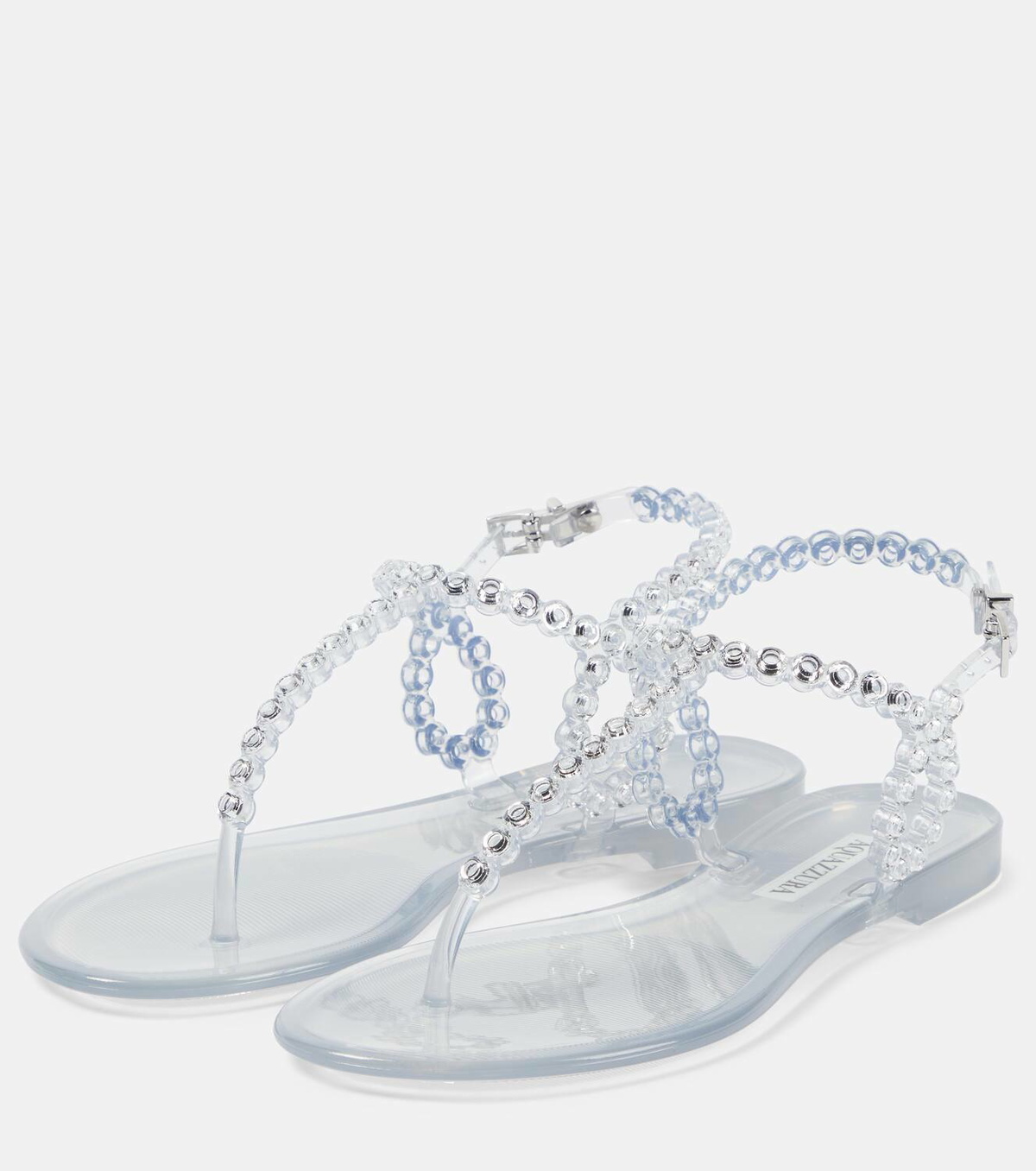 送料関税込み★Aquazzura★Almost Bare ラフィア風サンダル Almost Bare Crystal Jelly Sandal Flat BLACK Aquazzura@ Official