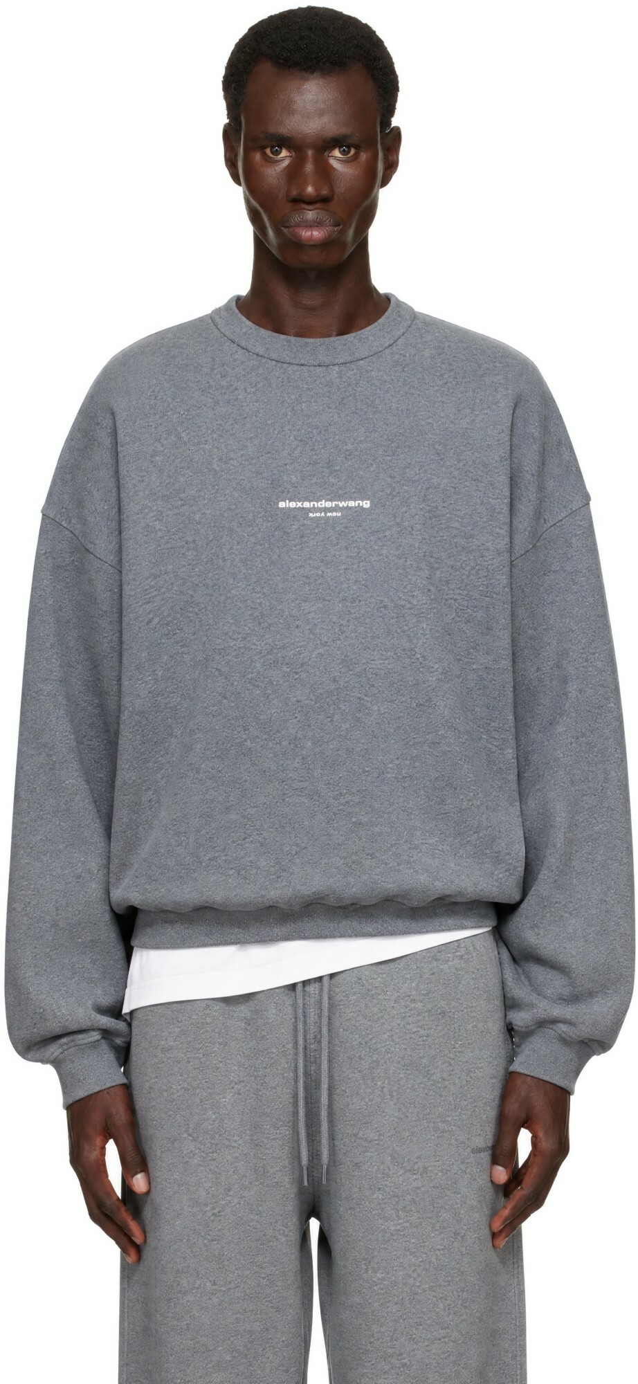 Alexander Wang Gray Oversized Logo Print Sweatshirt