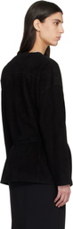 LE17SEPTEMBRE Black Collarless Suede Jacket