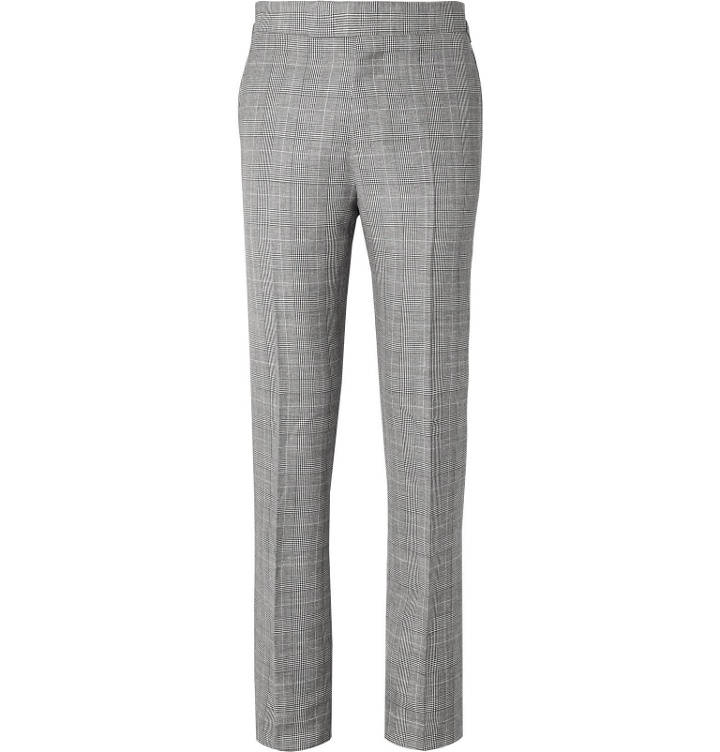Photo: Kingsman - Eggsy's Grey Prince of Wales Checked Wool and Linen-Blend Suit Trousers - Gray