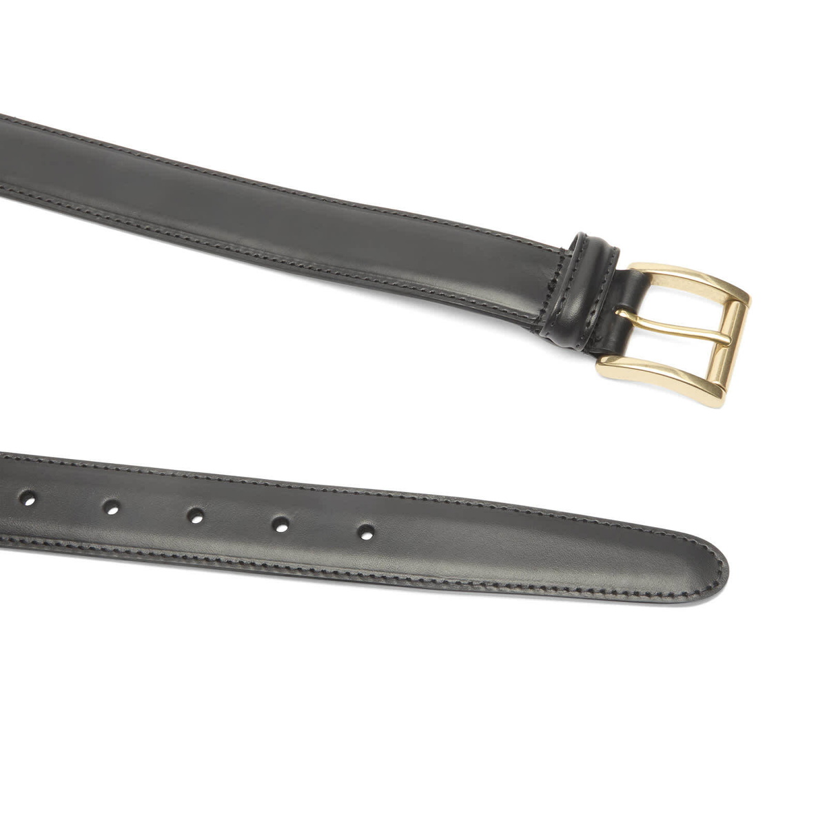 Anderson's Men's Andersons Narrow Stitch Trimmed Leather Belt in Black