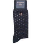 Kingsman - Corgi Polka-Dot Cotton-Blend Socks - Navy