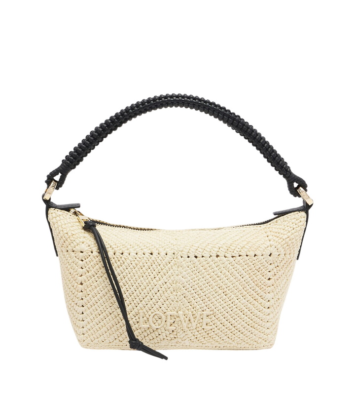 Photo: Loewe Cala Mini leather-trimmed raffia top-handle bag
