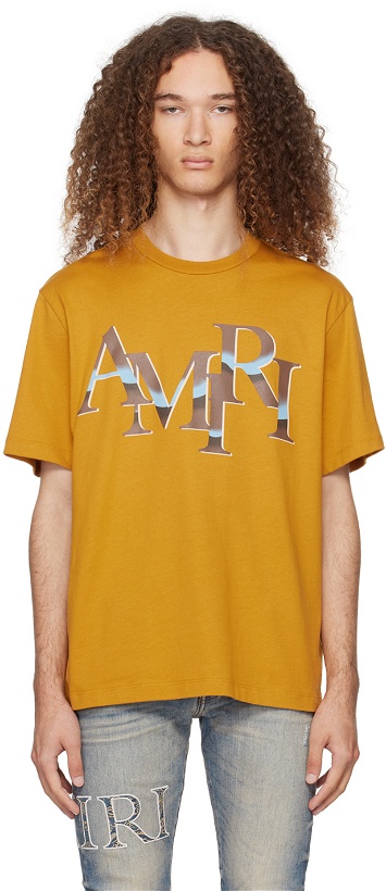Photo: AMIRI Orange Staggered Chrome T-Shirt