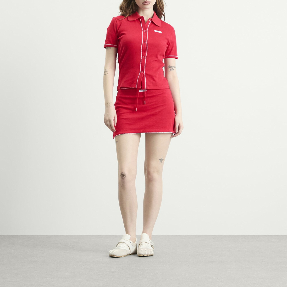 Marine Serre Women's Cute 70'S Mini Skirt in Red