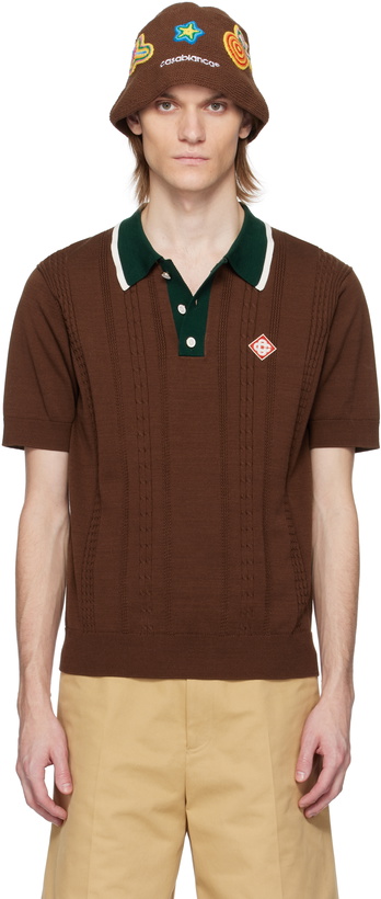 Photo: Casablanca Brown Cable Knit Oversized Polo