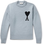 AMI - Oversized Logo-Intarsia Virgin Wool Sweater - Blue