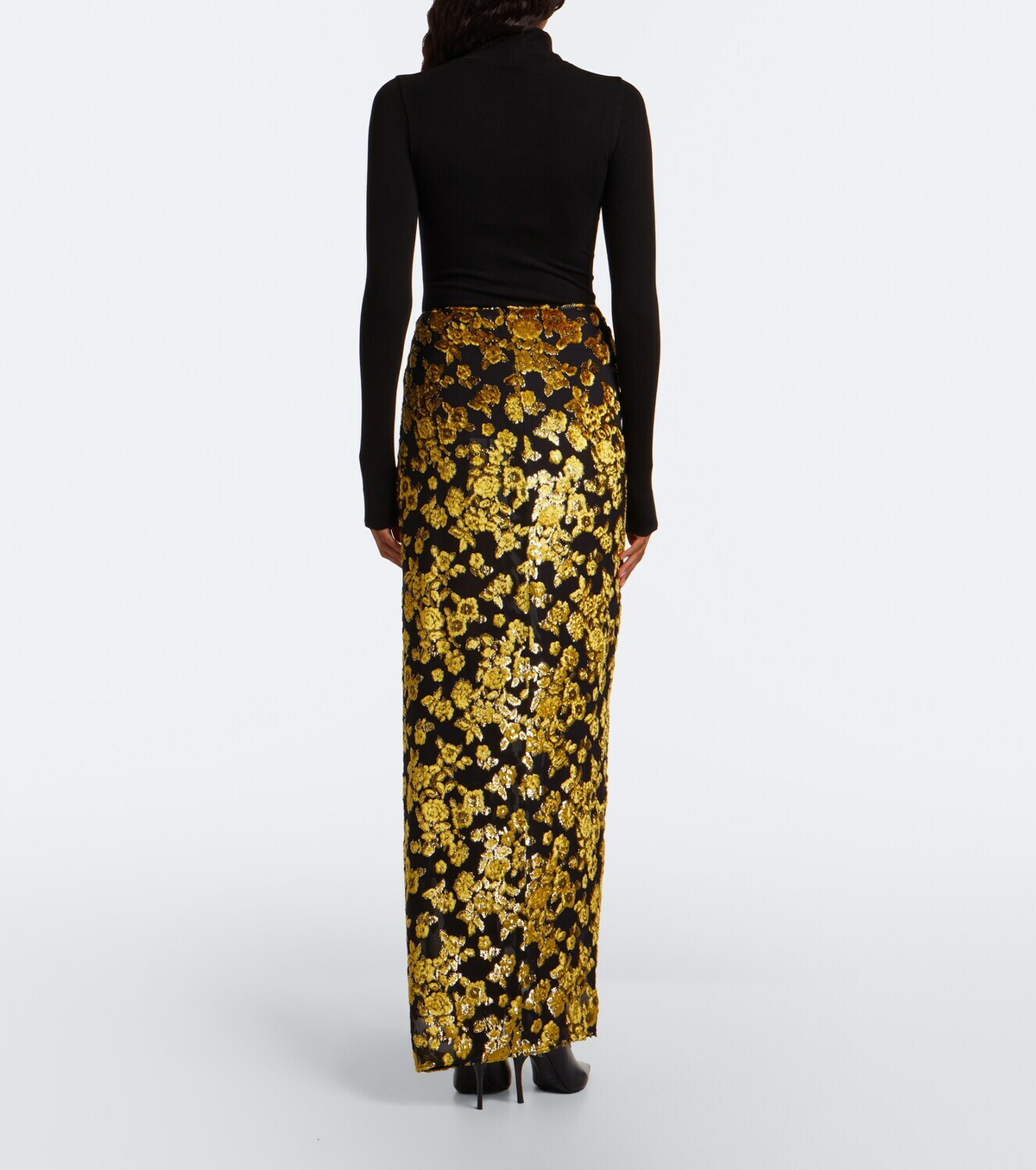 Balmain Embellished jacquard velvet maxi skirt