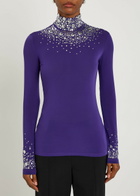 Rabanne Stud-embellished Stretch-jersey top Violet