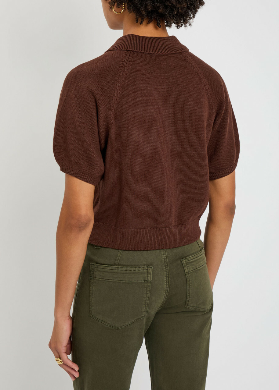 Paige Birch Knit Polo top Brown