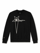 Rick Owens - Champion Embroidered Organic Cotton-Jersey Sweatshirt - Black