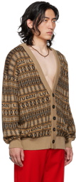 LU'U DAN Tan & Black Jacquard Leopards Cardigan