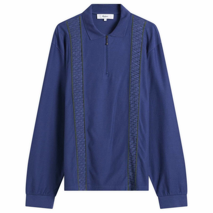 Photo: Palmes Men's Lace Long Sleeve Zip Polo in Blue
