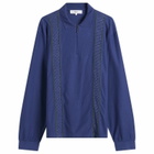 Palmes Men's Lace Long Sleeve Zip Polo in Blue