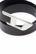Diesel 4 cm leather belt with metal D buckle - Belts - Unisex - Black