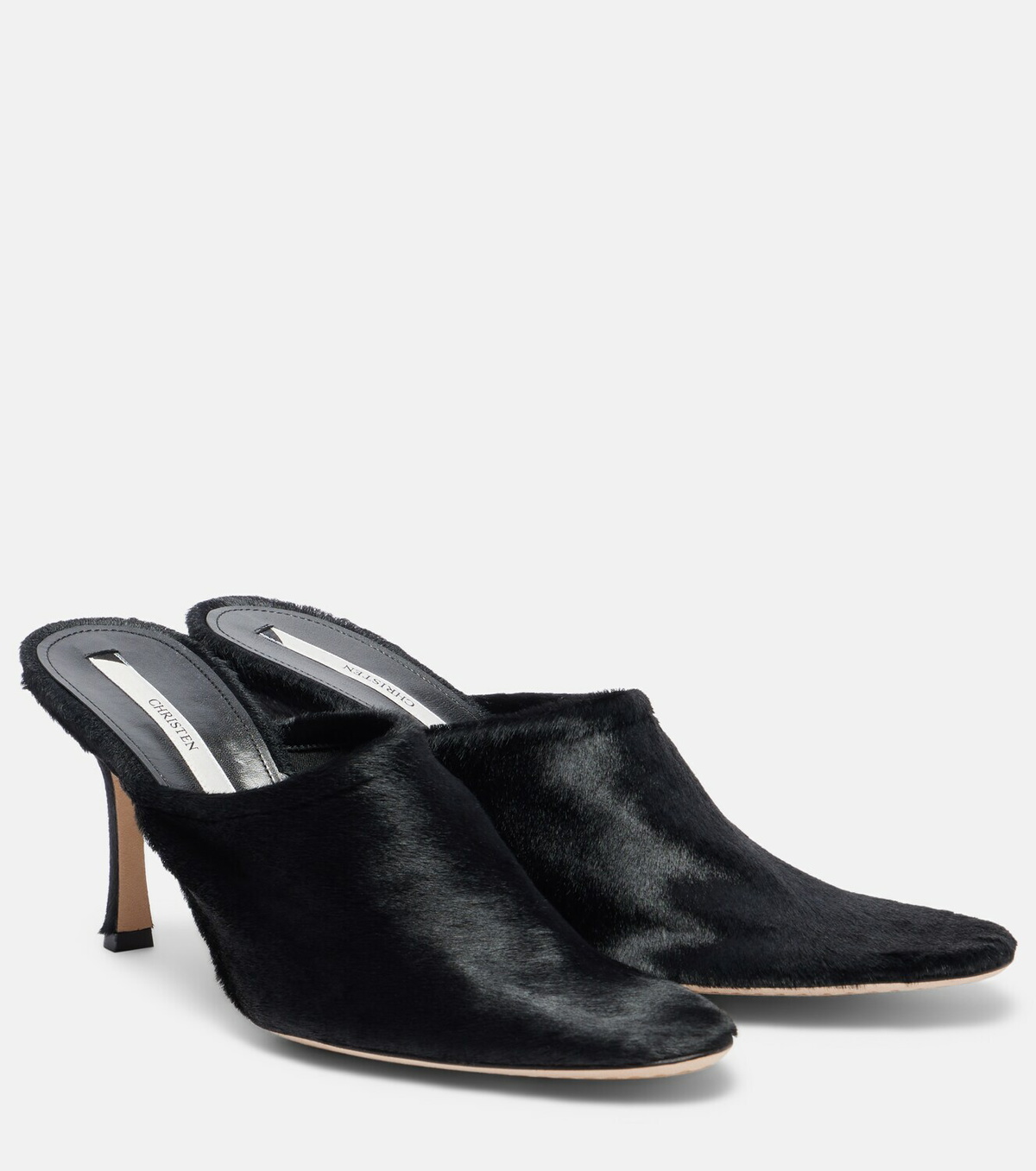 Christen Elipse 75 calf hair mules