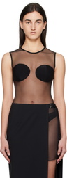 Nensi Dojaka Black Padded Bra Sleeveless Sheer Bodysuit