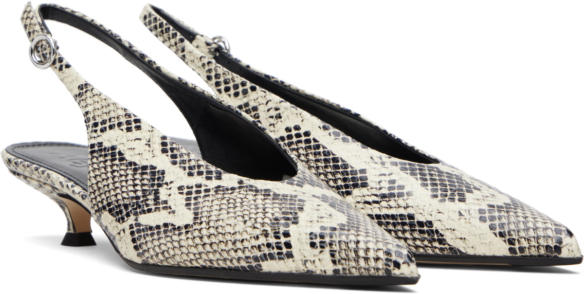 Aeyde Off-White & Black Camila Heels