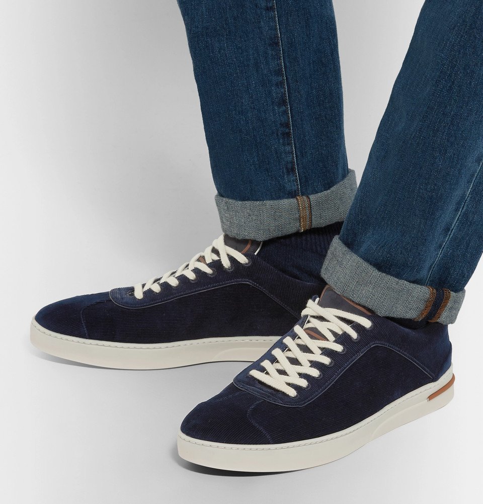 Loro Piana - 70's Walk Corduroy Sneakers - Men - Navy