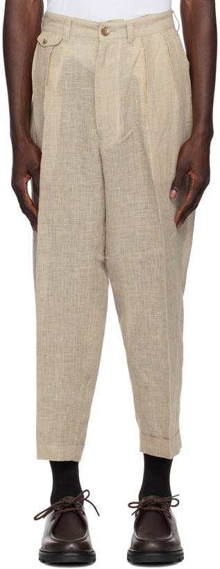 Photo: BEAMS PLUS Off-White 2 Pleats Tapered Trousers