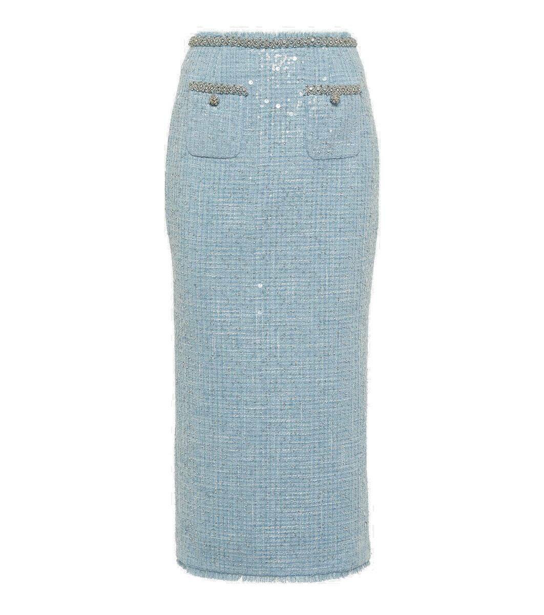 スカート SELF PORTRAIT SKIRT (RS25111SKC) Blue Sequin Boucle Mini Skirt – self-portrait-US