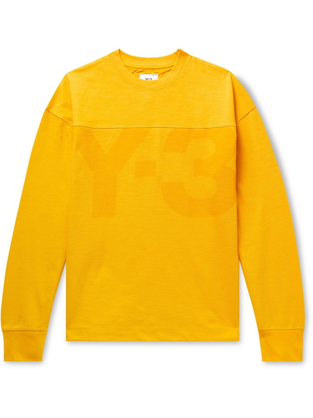 Photo: Y-3 - Oversized Logo-Print Cotton and Linen-Blend Piqué Sweatshirt - Yellow