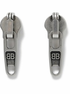 Balenciaga - Zip-Up XS Silver-Tone Earrings