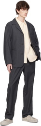 DOCUMENT Gray English Wool 3 Button Blazer