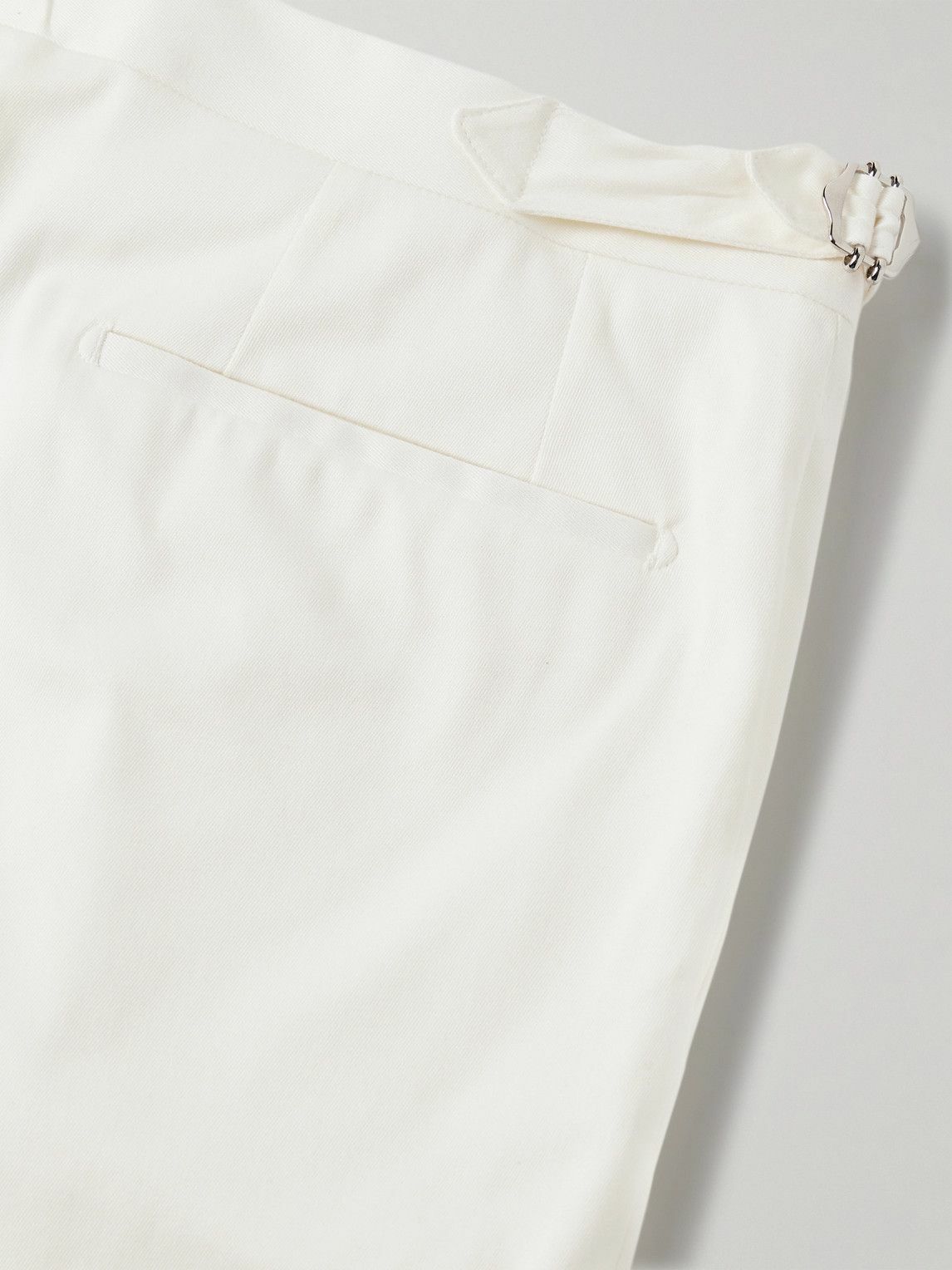 De Petrillo - Slim-Fit Straight-Leg Pleated Cotton-Blend Shorts - White