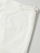 De Petrillo - Slim-Fit Straight-Leg Pleated Cotton-Blend Shorts - White