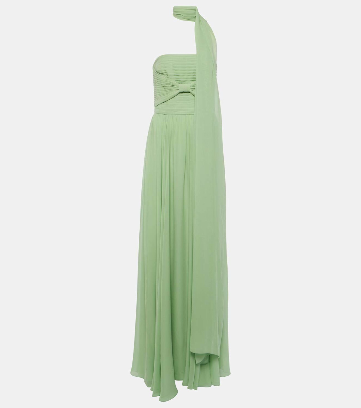 Elie Saab Scarf-detail pleated silk gown