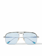 Jacques Marie Mage - Last Frontier VI Labarge Aviator-Style Turquoise-Detailed Silver- and Gunmetal-Tone Sunglasses