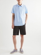 Mr P. - Garment-Dyed Organic Cotton-Jersey Polo Shirt - Blue