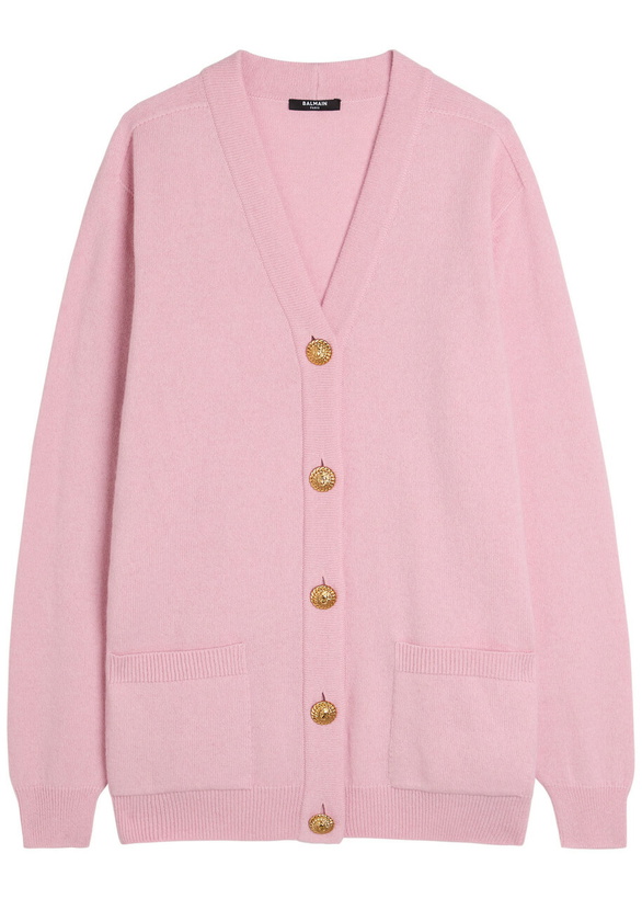 Photo: Balmain Wool and Cashmere-blend Cardigan Rose