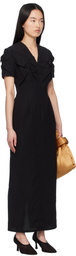 J.Kim Black Smocked Flower Midi Dress