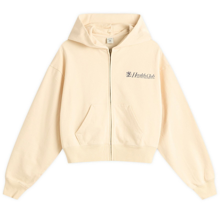 Photo: Sporty & Rich Women's Lion Health Cropped Zip Hoodie in Cream
